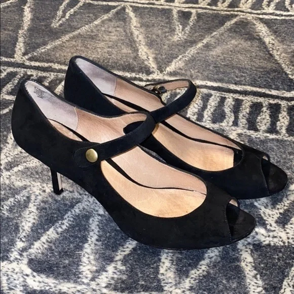 Boutique 9.5 black suede Mary Jane heel B Trebecca - Picture 1 of 7